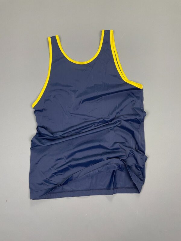 COOL! RETRO 1970S-80S SANTA MONICA TRACK & FIELD NYLON TANK TOP YELLOW PIPING