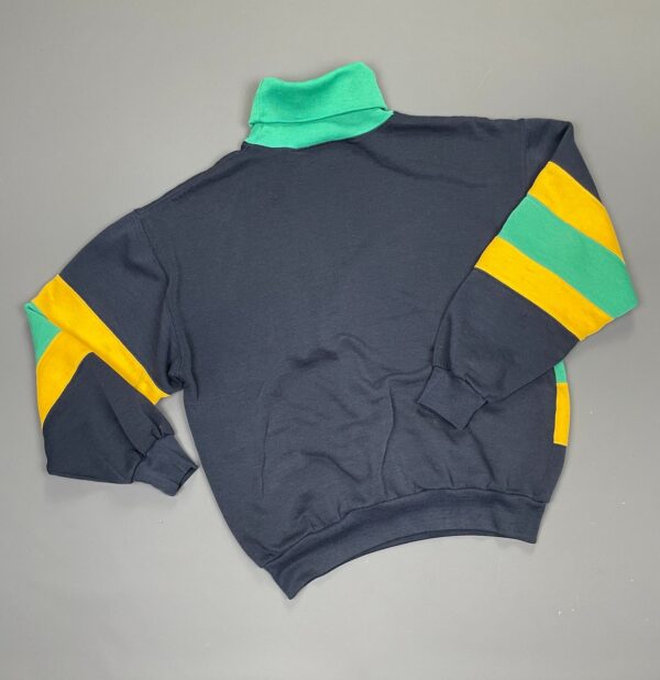 *AS-IS* 1980S-90S STRIPED COLOR BLOCK TURTLENECK SWEATSHIRT EMBROIDERED LOGO