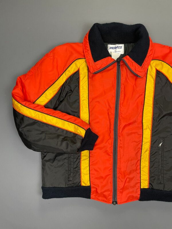 WOW! BRIGHT! 1970S-80S FULL ZIP COLOR BLOCK NYLON SKI PARKA JACKET - MADE IN USA