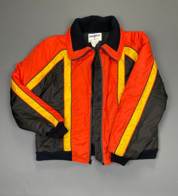 WOW! BRIGHT! 1970S-80S FULL ZIP COLOR BLOCK NYLON SKI PARKA JACKET - MADE IN USA