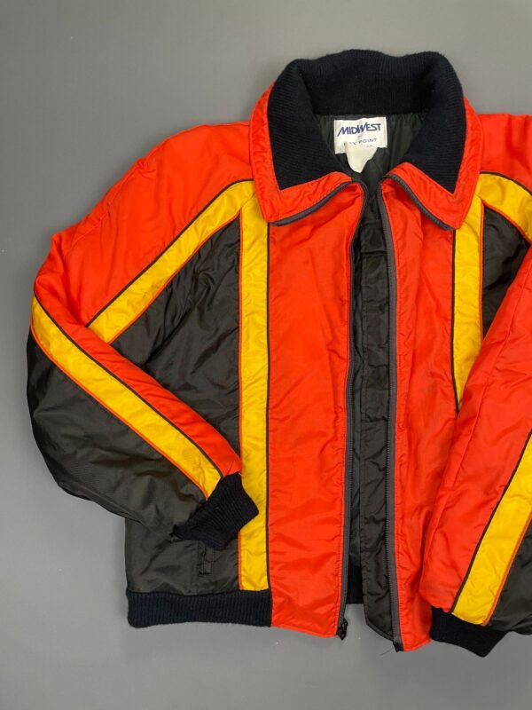 WOW! BRIGHT! 1970S-80S FULL ZIP COLOR BLOCK NYLON SKI PARKA JACKET - MADE IN USA