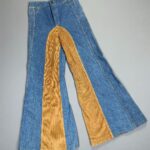 WOWW! SUPER RAD!!! 1970S DENIM & CORDUROY BELL BOTTOM PANTS FRONT COIN POCKETS