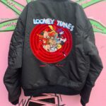 LOONEY TUNES EMBROIDERED ALPHA INDUSTRIES REVERSIBLE FLIGHT JACKET