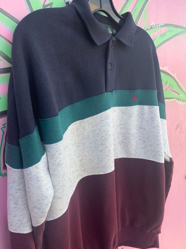 AS-IS COLORBLOCK POLO STYLE SWEATSHIRT MIGHTY DUCKS COLORWAY