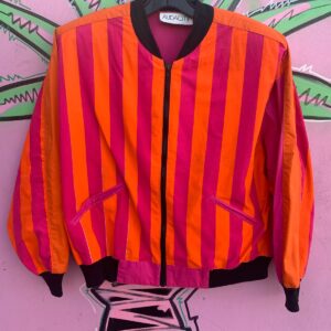 Photo detail:DAYGLOW CROPPED STRIPED ZIP-UP JACKET W/ REMOVABLE SHOULDER PADS