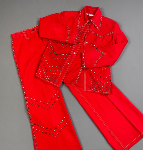 AMAZING!!! 1970S SILVER STUDDED 2 PIECE PANTS & JACKET SET