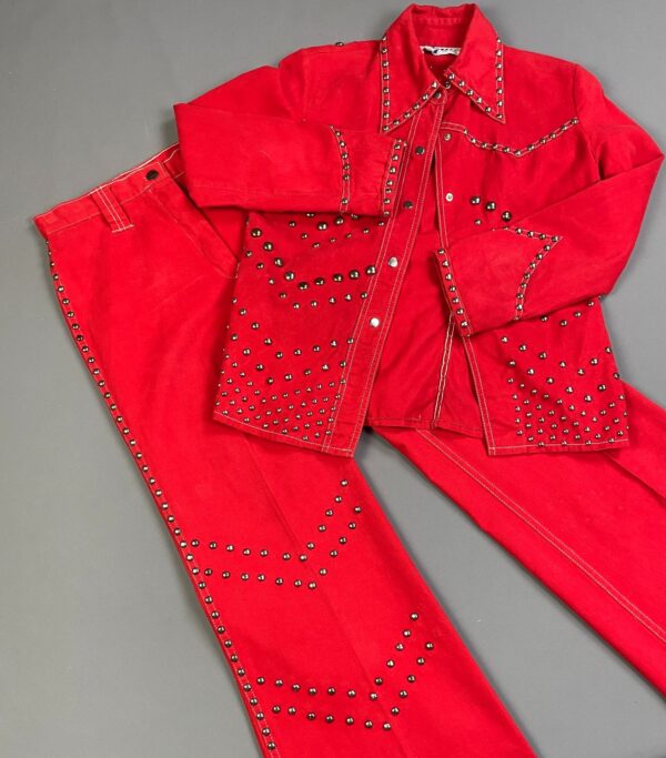 AMAZING!!! 1970S SILVER STUDDED 2 PIECE PANTS & JACKET SET