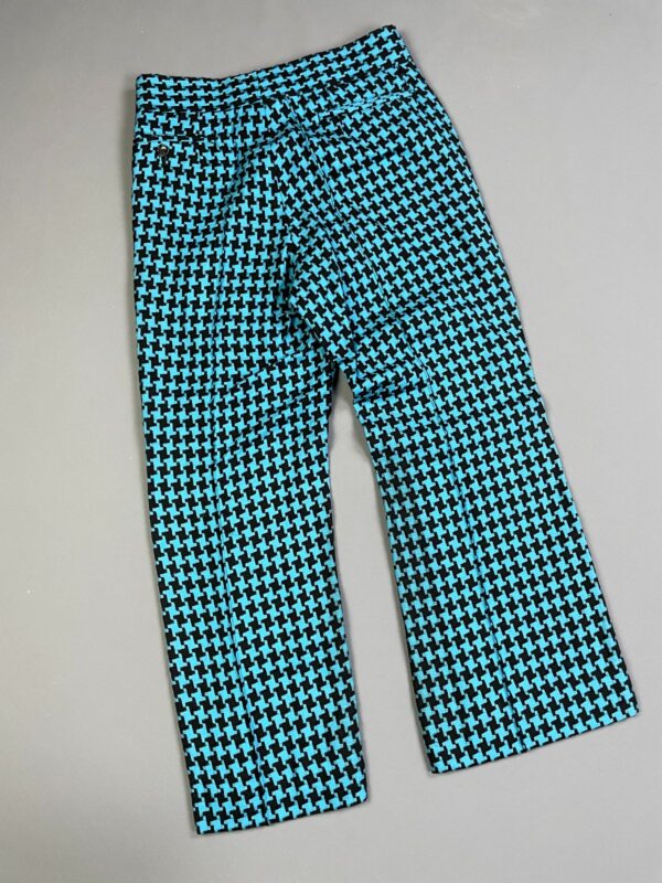 1990S CHUNKY WOVEN HOUNDSTOOTH & CAMO TAPING LIGHT FLARE TROUSERS