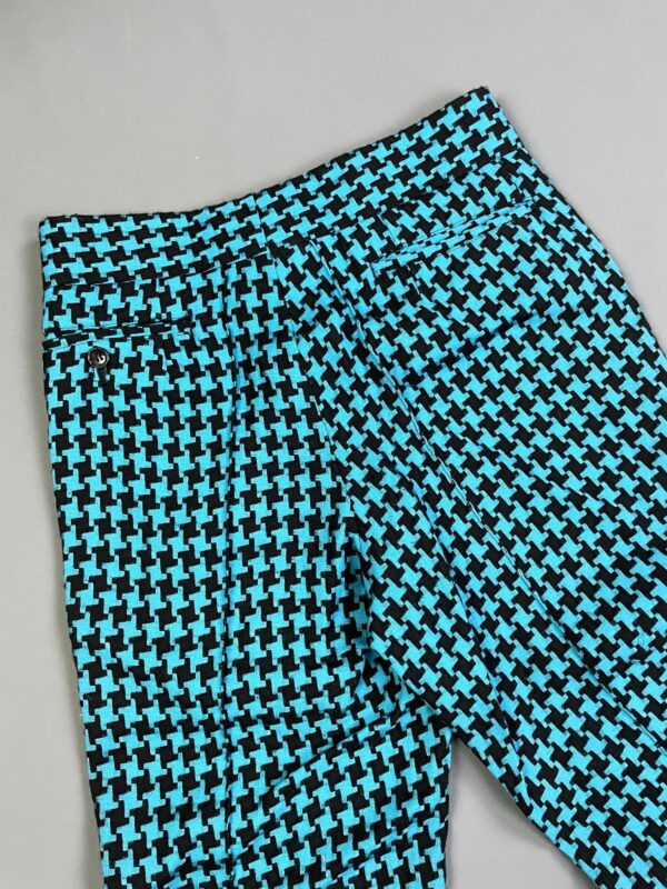 1990S CHUNKY WOVEN HOUNDSTOOTH & CAMO TAPING LIGHT FLARE TROUSERS