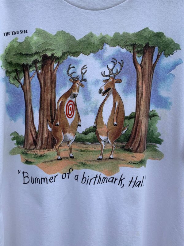 FAR SIDE COMIC BUMMER OF A BIRTHMARK GRAPHIC SINGLE STITCH T-SHIRT