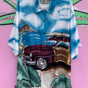 Photo detail:RAYON WOODY WAGON ALL OVER PRINT HAWAIIAN SHIRT