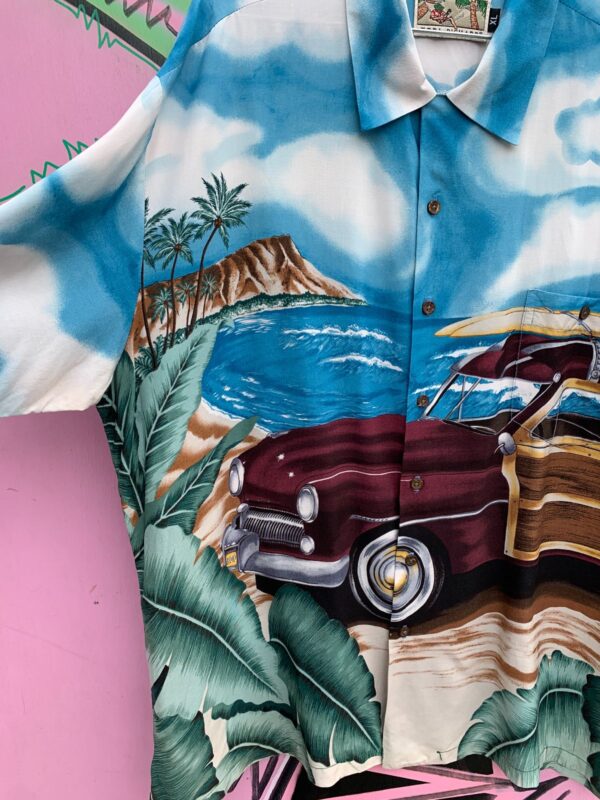 RAYON WOODY WAGON ALL OVER PRINT HAWAIIAN SHIRT