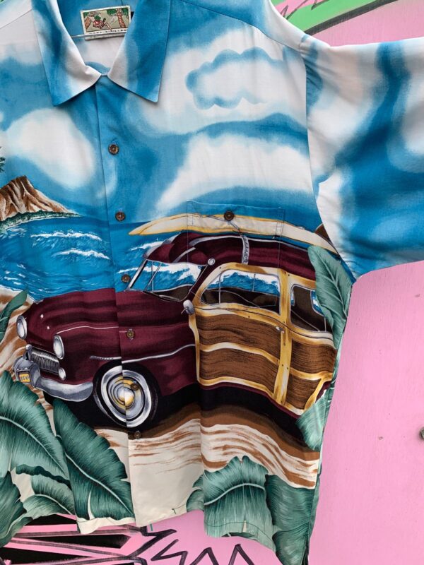 RAYON WOODY WAGON ALL OVER PRINT HAWAIIAN SHIRT