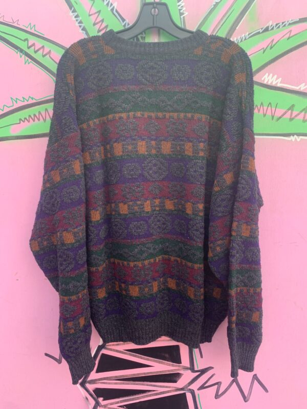 FUNKY GEOMETRIC KNIT PULLOVER SWEATER