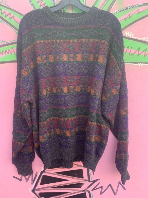 FUNKY GEOMETRIC KNIT PULLOVER SWEATER