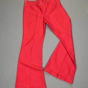 Photo detail:WOW! 1970S CHERRY RED LOW RISE BELL BOTTOM PANTS WHITE CONTRAST STITCHING