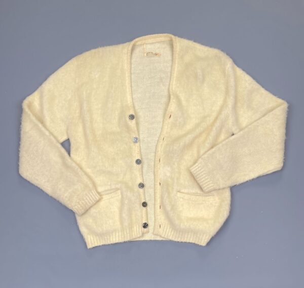 *AS-IS* RAD! 1960S FUZZY! DOUBLE POCKET MOHAIR WOOL BLEND CARDIGAN SWEATER #COBAIN