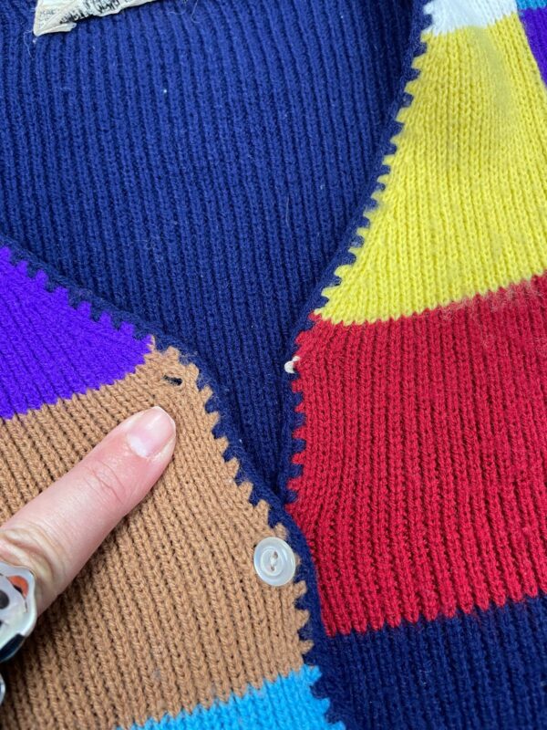 *AS-IS* SO FREAKIN CUTE! 1950S-60S LITTLE COLORBLOCK CARDIGAN KNIT SWEATER