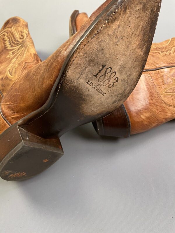 1883 GORGEOUS BUTTER SOFT PERFECTLY DISTRESSED & BROKEN-IN COWBOY BOOTS WITH DECORATIVE STITCHING