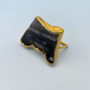 Photo detail:WOW! OVERSIZED HIGH POLISHED AGATE DOUBLE FINGER RING