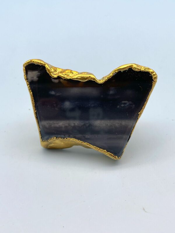 WOW! OVERSIZED HIGH POLISHED AGATE DOUBLE FINGER RING