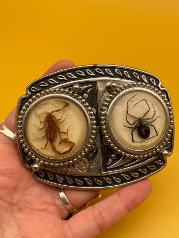 AMAZING!!! RARE!! SCORPION & BLACK WIDOW DOUBLE RESIN BUCKLE