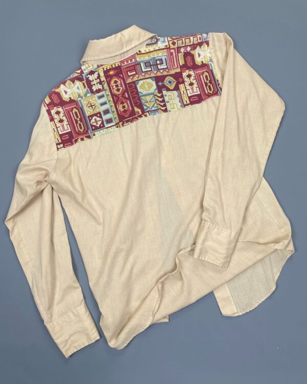 RAD! FUNKY AZTEC PATTERN PEARL SNAP BUTTON DOWN WESTERN SHIRT