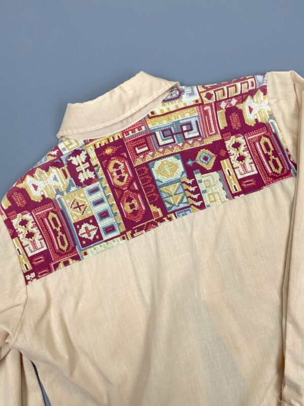 RAD! FUNKY AZTEC PATTERN PEARL SNAP BUTTON DOWN WESTERN SHIRT