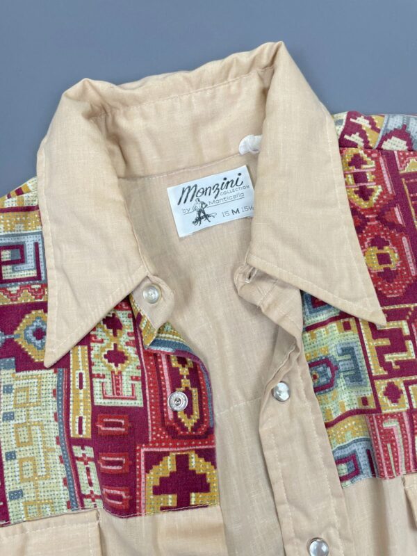 RAD! FUNKY AZTEC PATTERN PEARL SNAP BUTTON DOWN WESTERN SHIRT