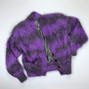 Photo detail:GORGEOUS! 1980S-90S SUBTLE STRIPED MOHAIR CARDIGAN SWEATER JACKET FULLY LINED