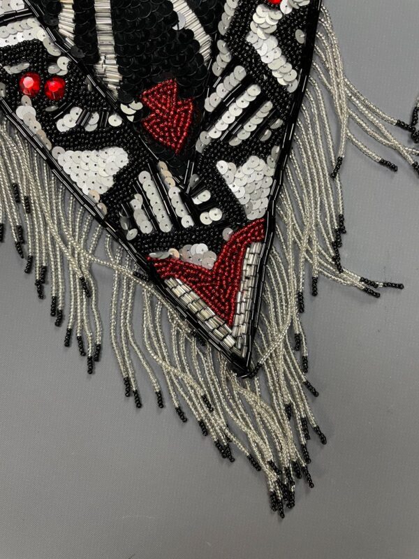 GORGEOUS!!! 1980S-90S GEOMETRIC BEADED & TASSEL SHAWL