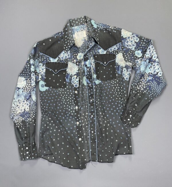 *AS-IS* *FADED* FLORAL PATCHWORK PEARL SNAP WESTERN SHIRT