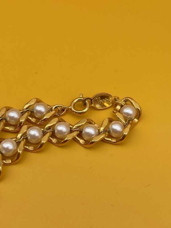 COOL! 1970S CHAIN & PEARL LINED NECKLACE