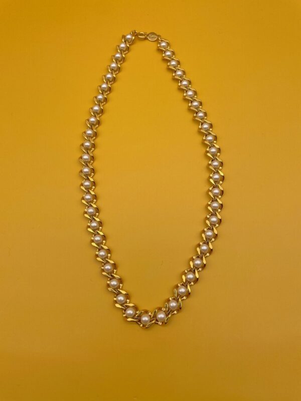 COOL! 1970S CHAIN & PEARL LINED NECKLACE