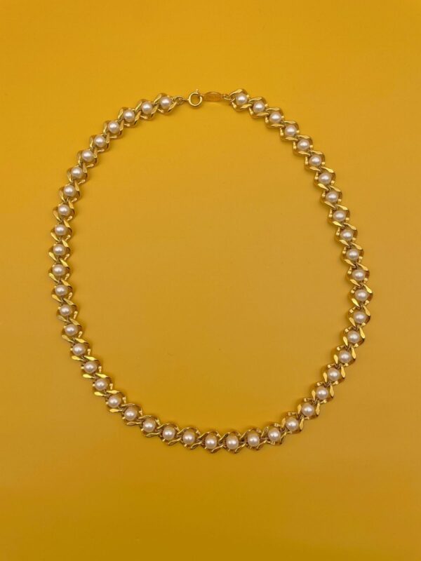 COOL! 1970S CHAIN & PEARL LINED NECKLACE