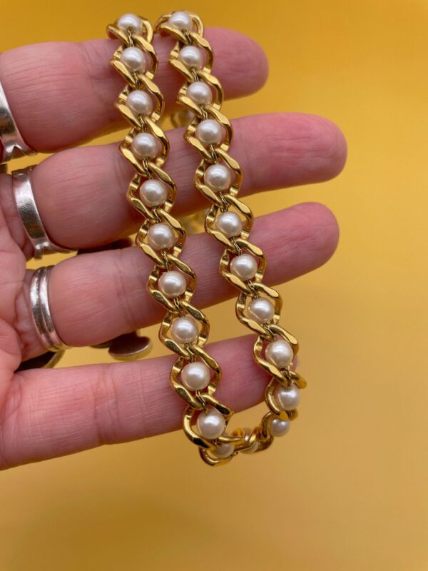 COOL! 1970S CHAIN & PEARL LINED NECKLACE