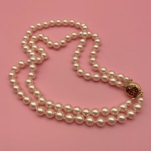 Photo detail:SHORT DOUBLE ROW PEARL NECKLACE SINGLE PEARL CLASP