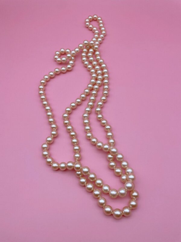 PRETTY! EXTRA LONG STRAND PINK CHAMPAGNE PEARLS