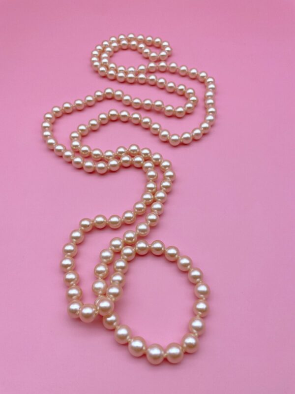 PRETTY! EXTRA LONG STRAND PINK CHAMPAGNE PEARLS