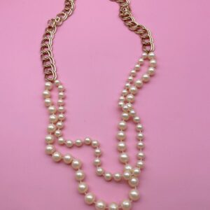 Photo detail:DOUBLE PEARL & CHAIN LINK NECKLACE