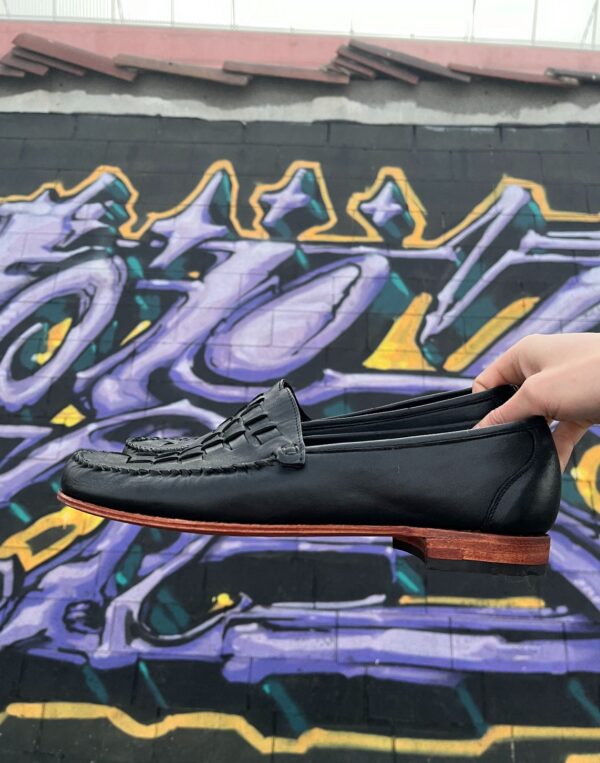 BASKETWEAVE BLACK LEATHER TOE LOAFER *DEADSTOCK