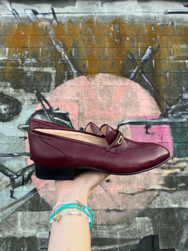 BURGUNDY LEATHER BLACK PIPING LOAFER *DEADSTOCK