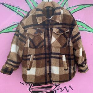 Photo detail:COOL! PLAID FLEECE PULLOVER JACKET QUARTER ZIP QUILTED NYLON LINING