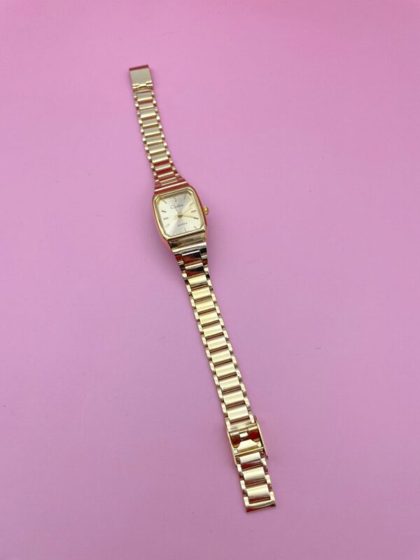 GOLD QUARTZ SLIM CHAINLINK BAND WRIST WATCH CHAMPAGNE GOLD FACE