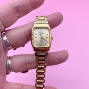 Photo detail:GOLD QUARTZ SLIM CHAINLINK BAND WRIST WATCH CHAMPAGNE GOLD FACE