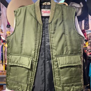 Photo detail:RETRO NYLON INSULATED UTILITY VEST MARLED RIBBED COLLAR TALON ZIPPER