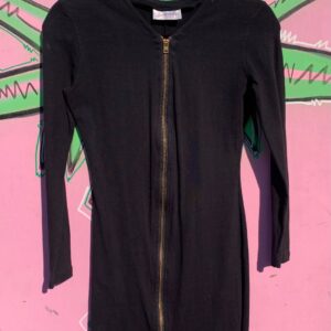 Photo detail:1980S-90S FITTED COTTON LONG SLEEVE DRESS FULL ZIP UP FRONT