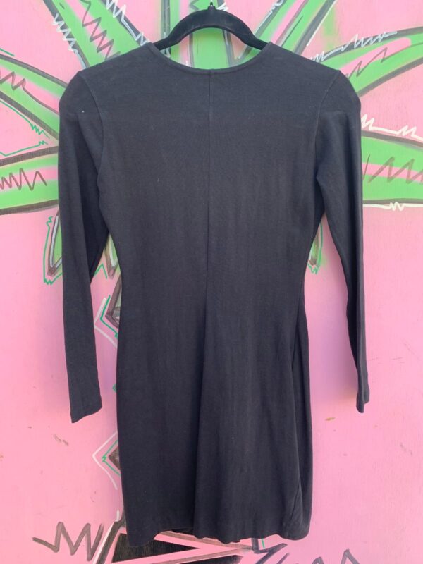 1980S-90S FITTED COTTON LONG SLEEVE DRESS FULL ZIP UP FRONT