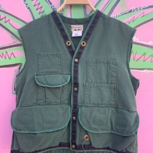 Photo detail:COOL! 100% COTTON HEAVY CANVAS MULTI-POCKET UTILITY VEST SNAP BUTTONS - LUMBER LAWN & LIGHTING