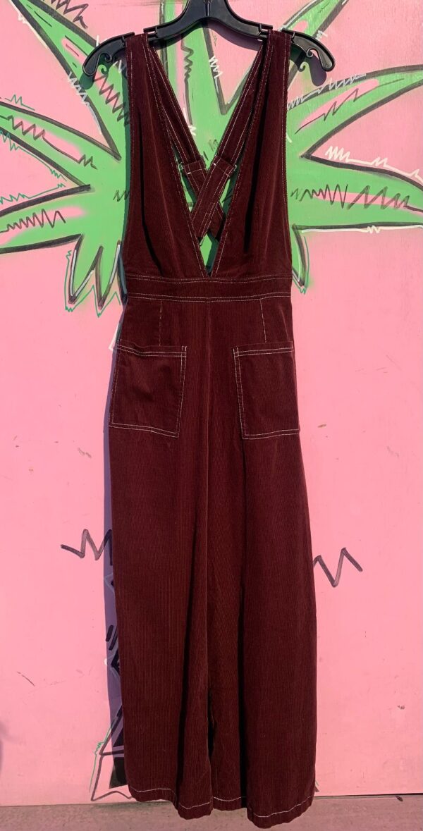 SWEET! CORDUROY OVERALLS WHITE CONTRAST STITCHING